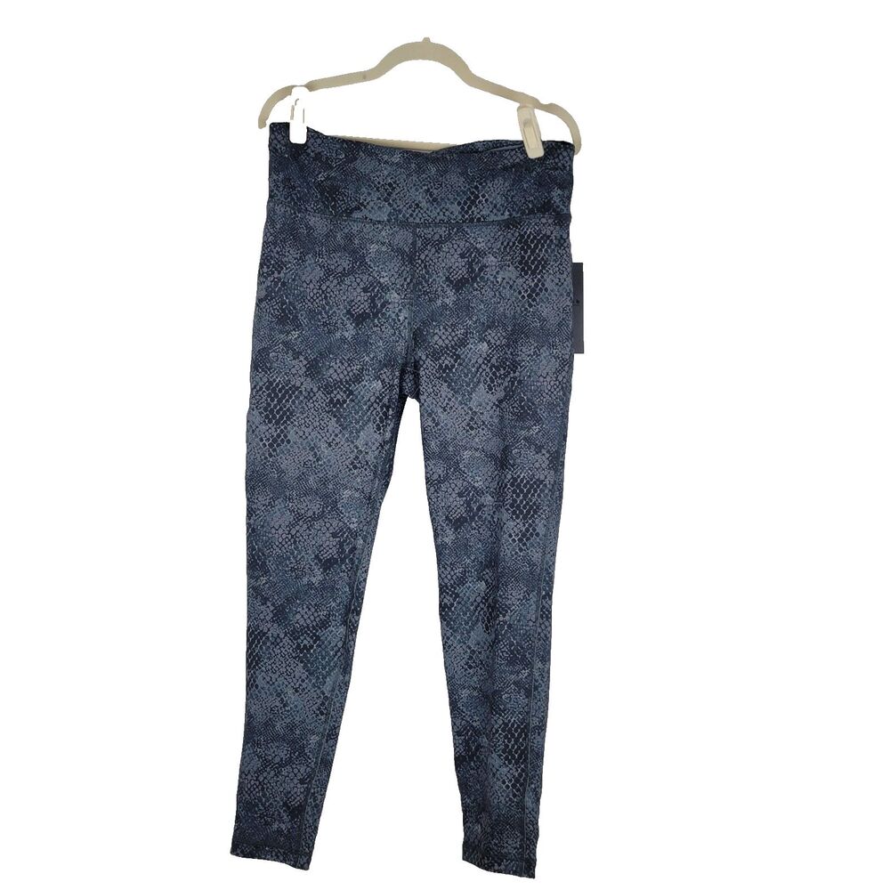 Mono b Leggings Women's 1XL Blue Silver Gray Reptile/Snake Skin Print Soft NWT